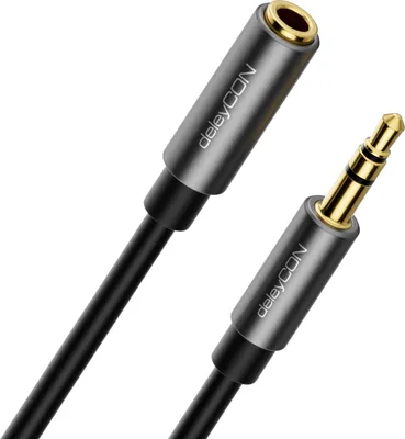 Produktbild von deleyCON 1,5m Klinke Audio Stereo AUX Kabel Verlängerungskabel 3,5mm Klinkenkabel Audiokabel Verlängerung Metallstecker Handy Smartphone Tablet Kopfhörer HiFi Receiver (Extra Dünn & Flexibel)