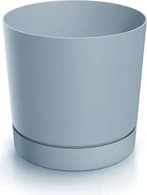 Zdjęcie produktu dla Donica plastikowa TUBOS P z misą jasnoszara matowa 39 cm