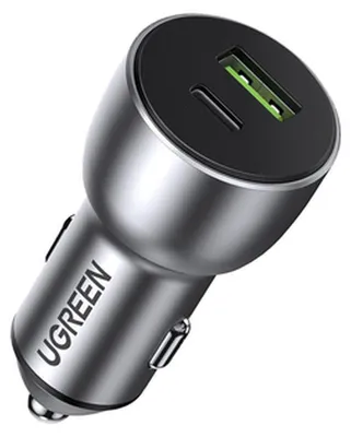 Produktbild von Ugreen Auto Ladegerät Usb / Usb Typ C Schnellladung 3.0 Leistung 36 Watt 3 A Grau (Cd213 60980)