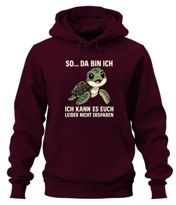 Productafbeelding van Helaas, ik kan dit product niet missen. Schildpad, schattig cadeau, uni hoodie, bordeauxrood, maat S