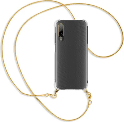 Produktbild von Handykette Backcover-Schutzhülle mit Band (Metall goldfarben) für HTC Desire 22 Pro 5G (6.6'') - goldfarbene Snake-Kette