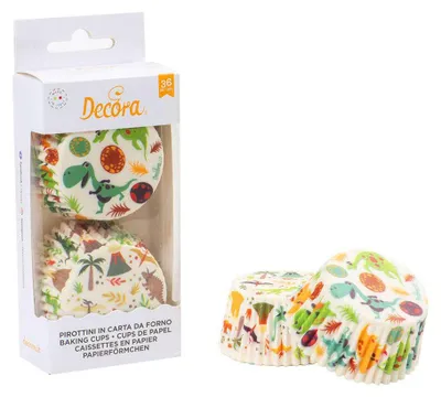 Produktbild von Decora 0339830 PAPIERFÖRMCHEN DINOSAURIER 50 X 32 MM 36ST, Weiß