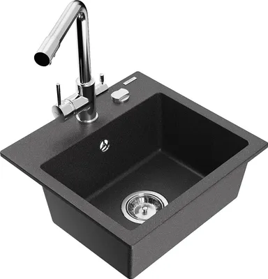 Immagine prodotto di Mexen Milo lavello in granito a 1 vasca con rubinetto da cucina Duero, nero maculato - 6505-76-671600-00