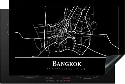Produktbild von KitchenYeah© Herdabdeckplatte Bangkok - Karte - Stadtplan , 81x52cm, Küche Deko, Glaskeramikkochfeld Herdabdeckung, Abdeckplatte fùr Kochfeld