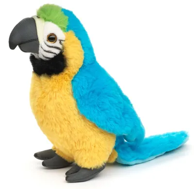 Obrázok produktu pre Uni-Toys – Papagáj modrej farby – 20 cm (výška) – Plyšová vtáčik, ara – Plyšová hračka, plyšové zvieratko – Modro-žltá (20 cm)