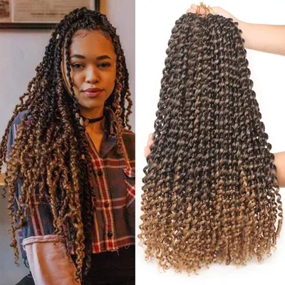 Produktbild von Ästhetische Synthetikhaarperücke Modische Ombre Locken 45cm Latina Leeven