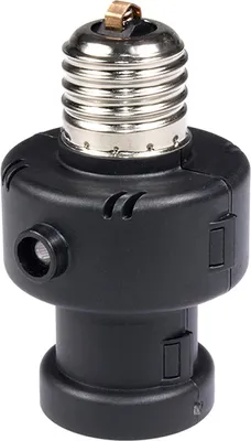 Image de Douille de lampe Adaptateur pour douille de lampe avec capteur crépusculaire Culot de lampe E27 noir