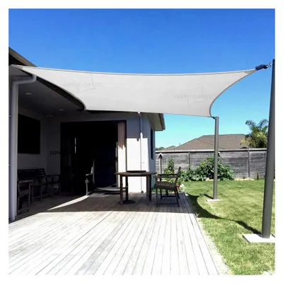 Produktbild von Rechteckiges Sonnensegel, 2,4 x 3,4 m, UV-Schutz, für Garten, Terrasse, Hinterhof und Outdoor-Aktivitäten, hellgrau