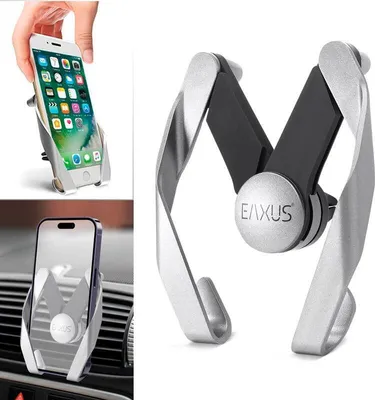 Zdjęcie produktu dla Samochodowy uchwyt wentylacyjny Eaxus do smartfonów z uniwersalną regulacją rozmiaru, do iPhone 15/16, Samsung Galaxy S22/23/24/25, Google Pixel 7/8/9