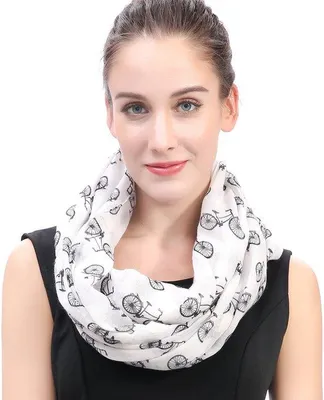 Produktbild von Unyqoos® Loopschal für Damen – leichtes Alljahres-Tuch mit Fahrradmotiv, weich und atmungsaktiv, 90 cm Breite, 180 cm Umfang