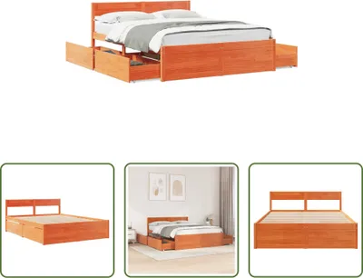 Produktbild von The Living Store Massivholzbett ohne Matratze Wachsbraun 140x200 cm Kiefernholz