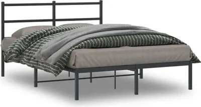 Produktbild von Design Bettgestell mit Kopfteil Metall Schwarz 140x200 cm, Klassische Betten 2024 Neu