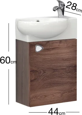 Bonnlo Waschbecken Mit Unterschrank - Badmöbel Set 46x26x51cm Nussbaum