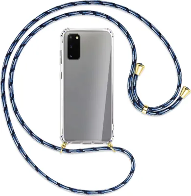 Produktbild von Handykette Backcover-Schutzhülle mit Band (Metall goldfarben) für Samsung Galaxy S20 (G980) - Blautöne