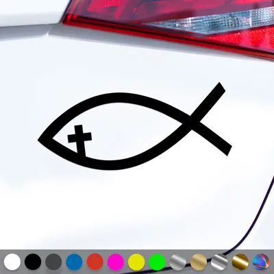 Produktbild von PantherPixel Ichthys Aufkleber Fisch Jesus Christus Kirche Sticker Auto Geschenkidee Farbe Schwarz