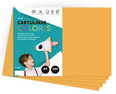 Immagine prodotto di Cartoncino colorato, formato A4, colori vivaci, 180 g, ideale per lavori manuali e stampa
