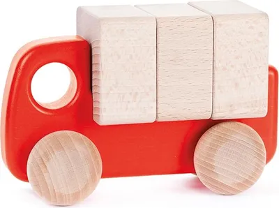 Immagine prodotto di Camion in legno Bajo con blocchi da costruzione - giocattolo sostenibile giallo