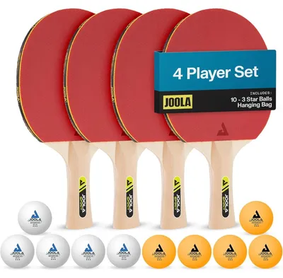 Produktbild von JOOLA Familien-Tischtennis-Set, ein Tischtennis-Set mit 4 Schlägern, Tischtennisbällen und einer Tragetasche