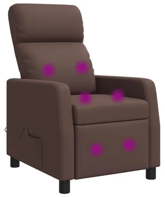 Imagen del producto de vidaXL: Sillón de masaje y relax, color marrón, tapizado en cuero sintético