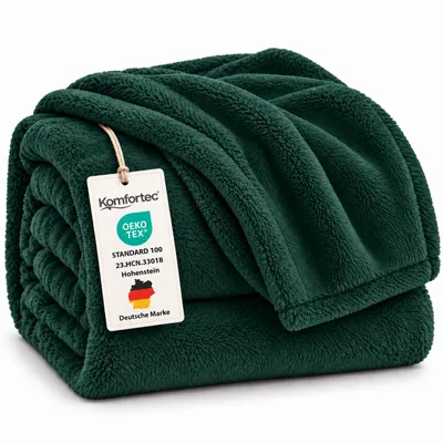 Produktbild von Wohndecke Kuscheldecke 260 g/m², flauschige Wohndecke, Fleecedecke, Dunkelgrün