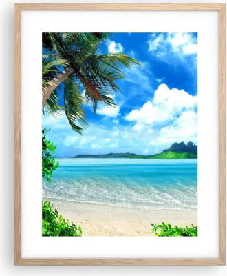 Produktbild von Gerahmtes Poster - Rahmen in heller Eiche - Strand Urlaub Insel Palme - 40x50 cm - Wand Bild - Wanddeko - Wandbilder - Wandposter - Bilderrahmen - Bilder - Kunstdruck - Wandbild - P2NPA40x50-2528
