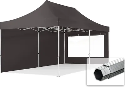 Produktbild von TOOLPORT 3x6m Aluminium Faltpavillon, inkl. 2 Seitenteile, dunkelgrau