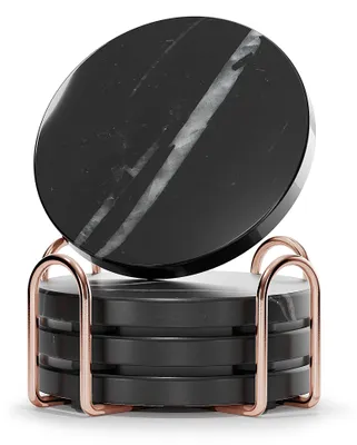 Marmoruntersetzer Set 4er, schwarz Marquina, 10 cm, rund
