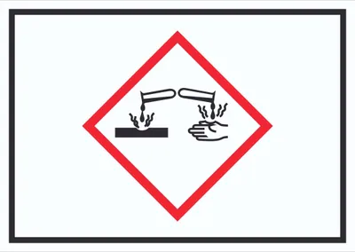 Produktbild von Schild Ätzende Wirkung Symbol Ätzwirkung A6 Rückseite selbstklebend
