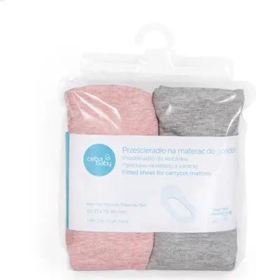 Produktbild von Blatt für Babywanne (73-80 x 30-37) 2 Stück Hellgrau + Rosa / Ceba Baby