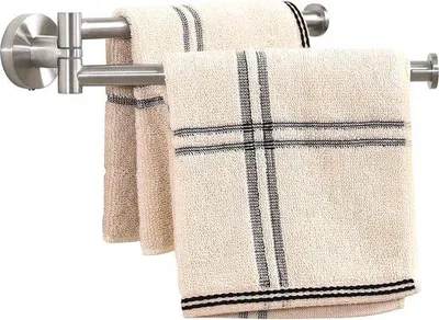Produktbild von Drehbare Handtuchhalter für Wandmontage - Edelstahl, 180° Drehbar, Doppelstangen