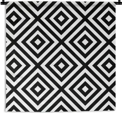 Produktbild von MuchoWow® Wandteppich Wandbehang Formen - Schwarz und weiß - Muster 60x60 cm Tapisserie Dekoration Wandtuch - Dekorationen - Wand Decke