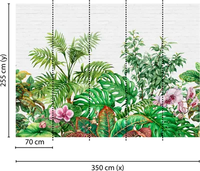 Produktbild von Tadessi Fototapete | Dschungel | 3.50 m x 2.55 m | Grün | Weiß | Wandbild | Digitaldruck