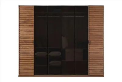 Image de Armoire Portes coulissantes Portes en verre Meuble de chambre à coucher Miroir Brun