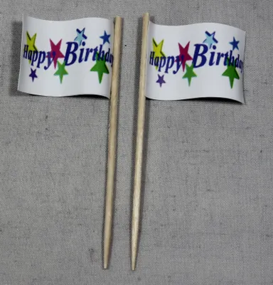 Produktbild von Party-Picker Flagge Happy Birthday 1 Papierfähnchen in Spitzenqualität 25 Stück Beutel