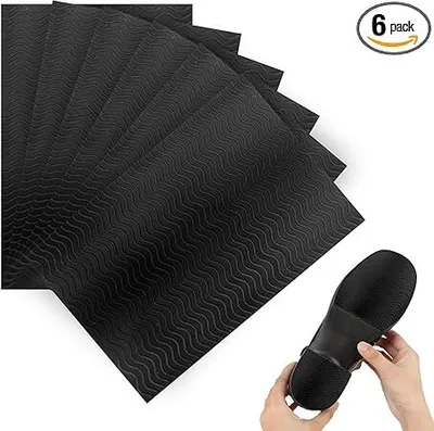 Produktbild von 6 Stück Schuhsohle Gummi, Schuhsohlen Zum Aufkleben, Schuhsohlen Reparatur, Sohle Schuhe Aussen, Anti-Rutsch Sohlen Set, Selbstklebende Gummisohlen zum Aufkleben für anders Schuhgrößen