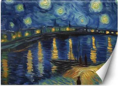 Produktbild von Vlies fototapete Sternennacht über der Rhone - V. van Gogh 450x315 cm Feeby Orange inkl. Kleber einfache Montage