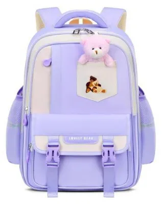 Produktbild von Schulranzen Mädchen 2-5. Klasse, atmungsaktiv, leicht, 24L, ergonomisch, mit Anhänger, lila