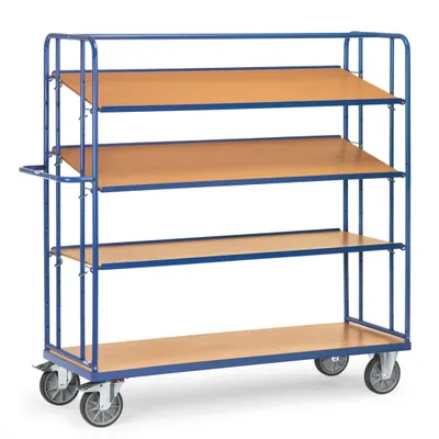 Image de fetra 4396 - Contreplaqué - Acier - Chariot à étagères - Bleu - 500 kg - 4 roues - 20 cm