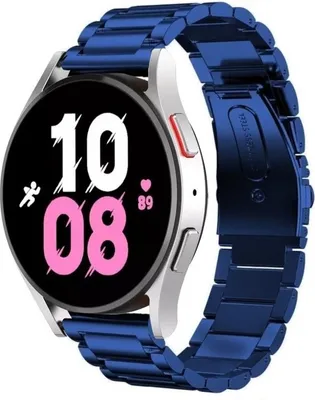 Produktbild von Strap-it Stahlarmband - Kompatibel mit Samsung Galaxy Watch 5 Armband 44mm Ersatzarmband Edelstahl - Faltschließe - Hochwertiges Material - für Smartwatch 20mm Armband Blau