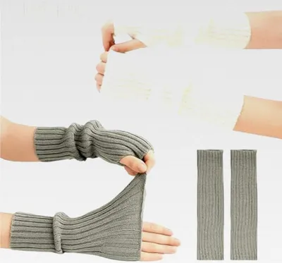 Produktbild von 2 Paar Damen Winter Armstulpen, Thermo Gestrickt Fingerlos Armwärmer