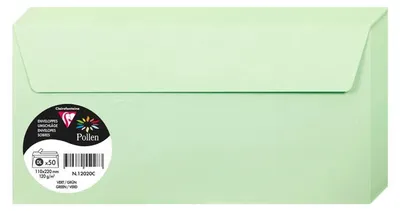 Zdjęcie produktu dla Clairefontaine 120020C, DL (110 x 220 mm), Zielony, 120 g/m², 220 mm, 110 mm, 20 szt.