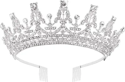 Produktbild von Tiara Silber Krone Damen, Vintage Kristall Strass Hochzeit Tiara Braut Tiara, Prinzessin Krönchen mit Kamm für Hochzeit Prom Geburtstagsfeier
