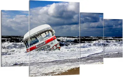 Produktbild von Bild auf Leinwand - Leinwandbild - Ozean Landschaft Auto - 160x90cm - Wand Bild - Wanddeko - Leinwanddruck - Bilder - Kunstdruck - Wanddekoration - Leinwand bilder - Wandkunst - DL160x90-0228