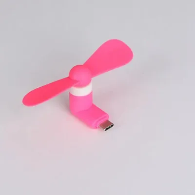 Produktbild von Mini-USB-Ventilator mit USB-C-Anschluss, 2 Rotorblättern und flexiblem Design für unterwegs - Rosa