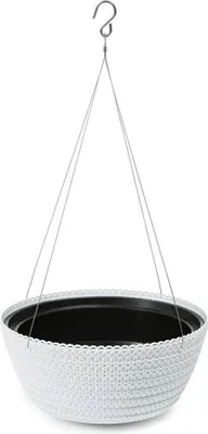 Obrázek produktu pro LAMELA spolka z organiczona odpowiedzi. Květinová mísa závěsná JERSEY bílá Ø 24cm 13cm