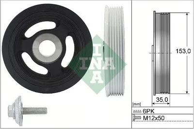 Produktbild von INA Riemenscheibensatz Kurbelwelle 544 0104 20 für FORD Fiesta Mk6 Schrägheck (JA8, JR8) 35mm 153mm