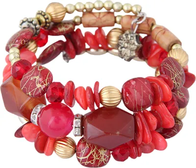 Produktbild von Damen-Armband, Perlen, Vintage-Stil, türkisfarbener Kunstkristall, Studentenarmband für den täglichen Gebrauch-Rot