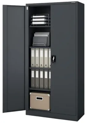 Produktbild von Aktenschrank abschließbar JAN 5 Ebenen verstellbar Flügeltüren | Metallschrank Werkstatt Mehrzweckschrank Büroschrank aus Stahl Werkzeugschrank 195x90x40cm Anthrazit