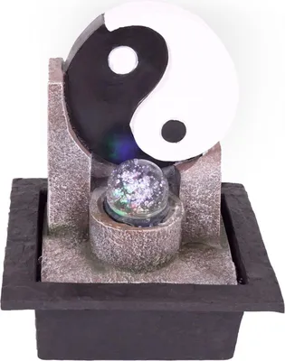 Produktbild von Zimmerbrunnen mit LED-Beleuchtung, Dekobrunnen Yin Yang für die Wohnung