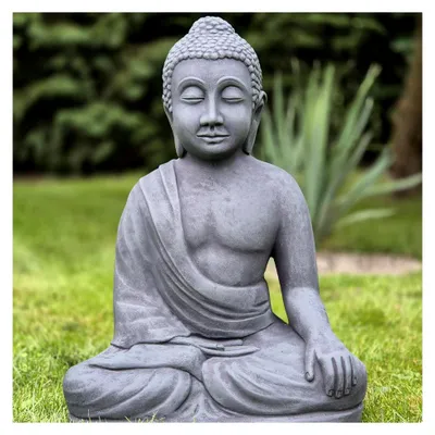 Produktbild von Buddha Statue 50 cm Schwarz-Grün – 26 kg – Wetterfest bis −30 °C – Gartendekoration